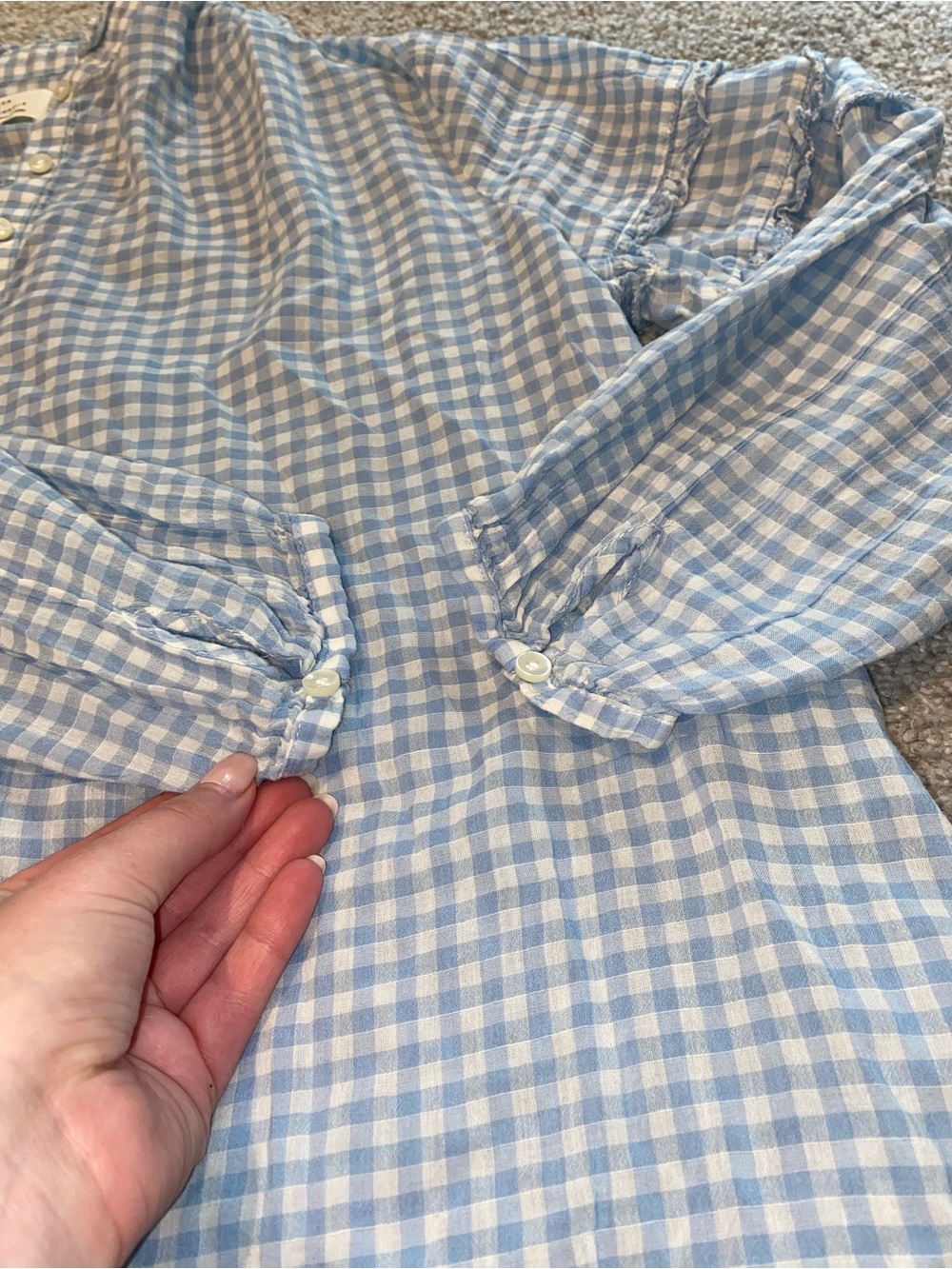 Trovata Birdes of Paradis Gingham Blue Blouse - Picture 3 of 7